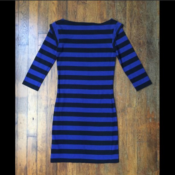 French Connection Stretch Stripe 3/4 Sleeve Dress - Picture 4 of 10